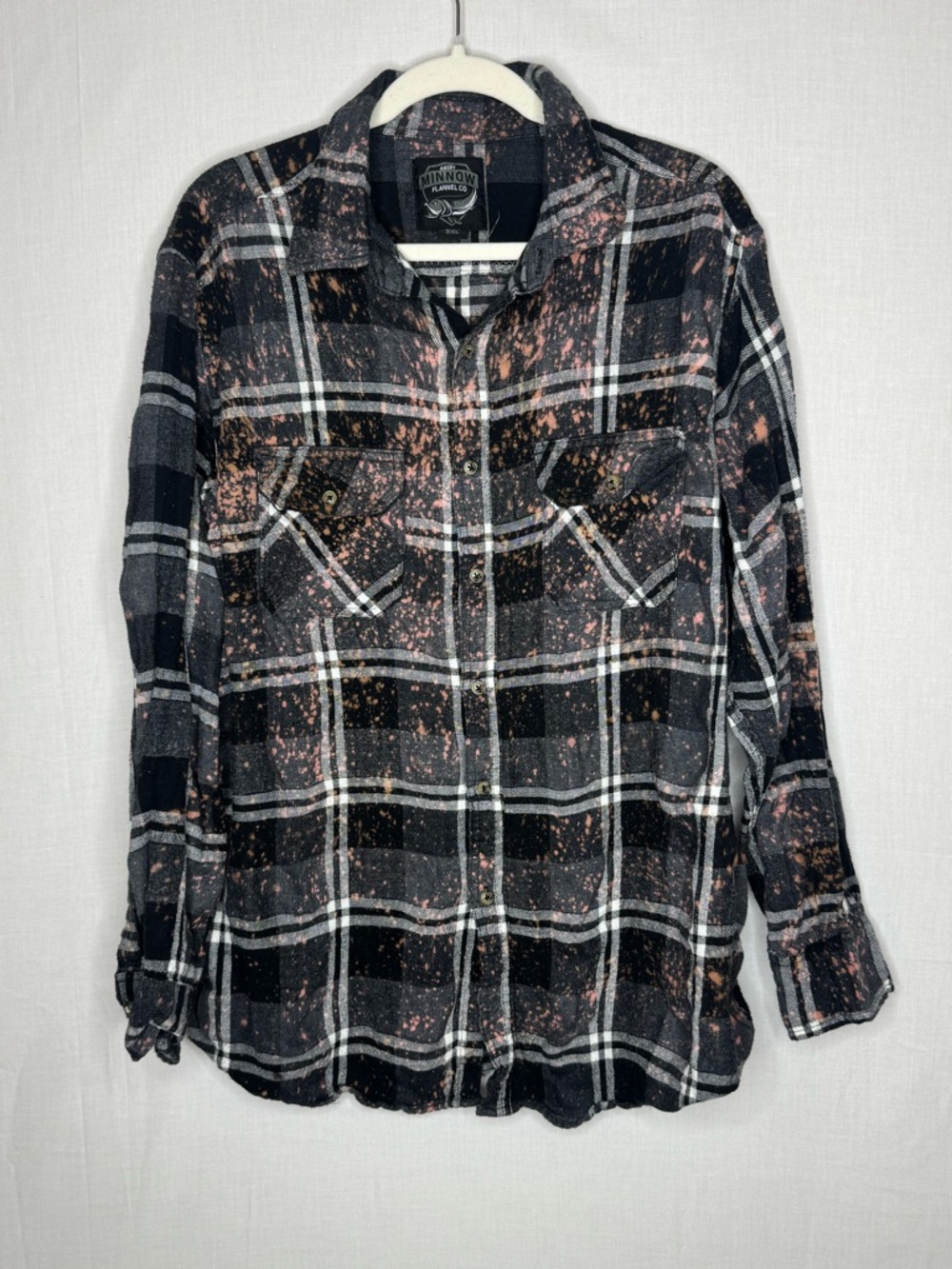 Angry Minnow Mens Brushed Flannel Skeleton Indian Plaid Button Down Shirt 2XL - Picture 2 of 10
